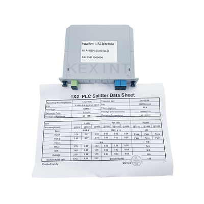 KEXINT 1x2 Fiber Optik PLC Bölücü SC/UPC Tek Modlu G657A1 FTTH LGX Kart Tipi