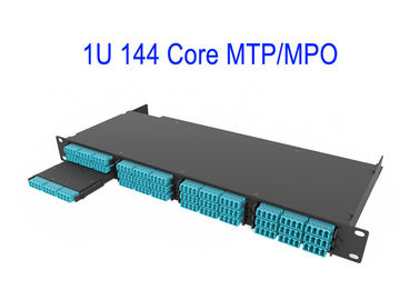 1U 144 Çekirdek Fiber Optik MTP MPO Yama Kablosu OM4 12 Çekirdek Kutuları Macenta Düşük Kayıp 0.3dB