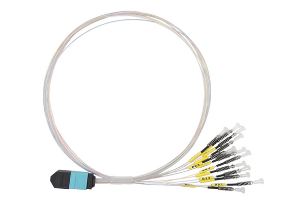 40G MTP MPO'dan LC'ye Çıplak yüksük OM3 Yama Kablosu Çok Modlu Fiber Optik Kablo USCONEC