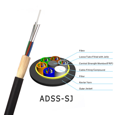 ADSS Çift Kılıflı Fiber Optik Kablo 24 48 96 Çekirdekli FTTH Kablosu