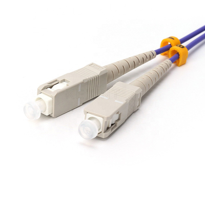 Özelleştirilebilir FTTH Dubleks MM OM2 SC LC Fiber Optik Yama Kablosu 50/125 2.0mm 3m LSZH Mor