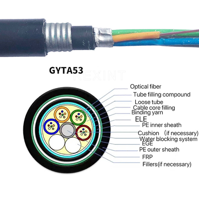 KEXINT FTTH GYTA53 Fiber Optik Kablo 2-144 Çekirdek SM G.652D Zırhlı Örgülü Dış Mekan