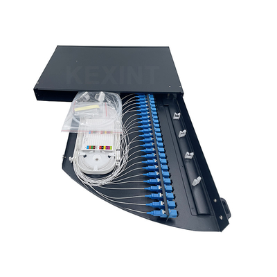 KEXINT 24 Port 1 U Rack Optik Dağıtım Çerçevesi Fan Şekilli Fiber Optic Patch Panel