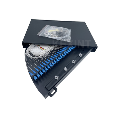 KEXINT 24 Port 1 U Rack Optik Dağıtım Çerçevesi Fan Şekilli Fiber Optic Patch Panel