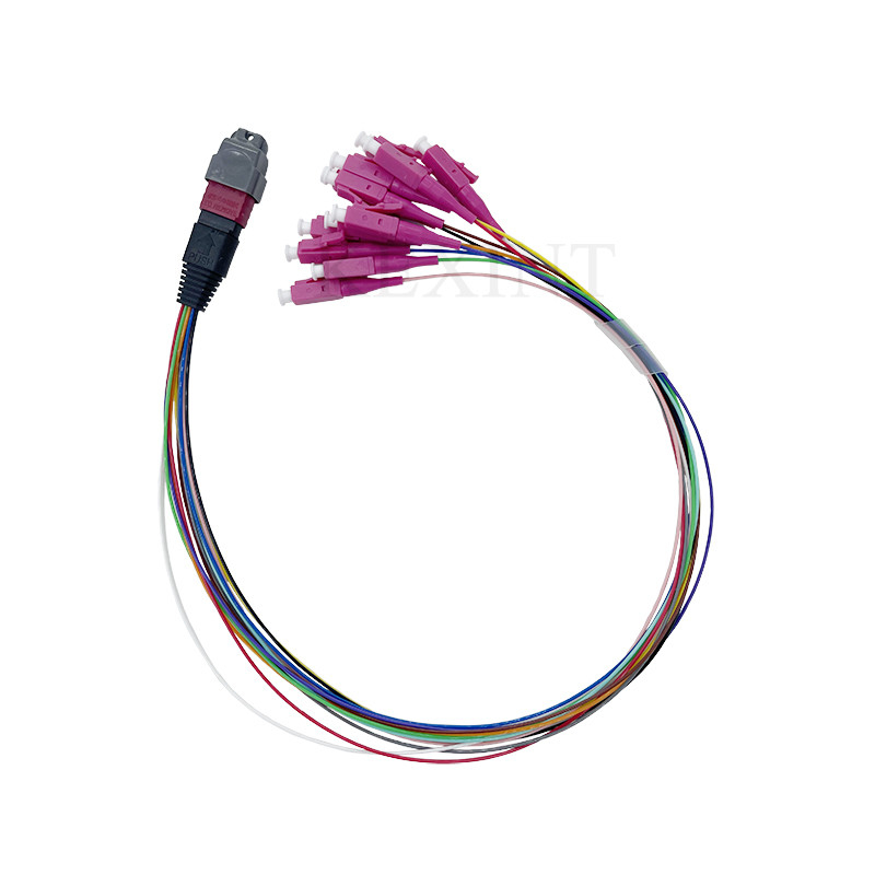 12 çekirdekli Fiber Optic Trunk Kablosu Om4 Mtp/Pc Erkek - Lc/Upc Fanout 0.9mm 40cm
