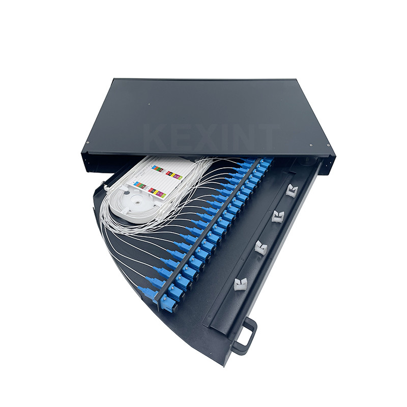KEXINT 24 Port 1 U Rack Optik Dağıtım Çerçevesi Fan Şekilli Fiber Optic Patch Panel